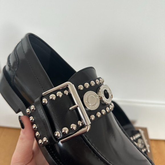 Burberry Marita Loafers Black Buffed Leather Silver Buckle Strap Sz 39 NWB main image 8